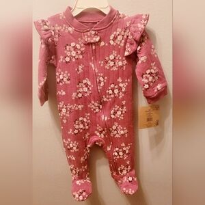 Dream Gro Floral Infant Sleeper with Ruffles 6-9 Months